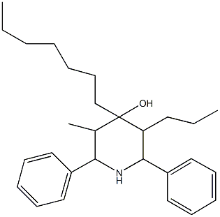 4-heptyl-3-methyl-2,6-diphenyl-5-propyl-4-piperidinol Struktur