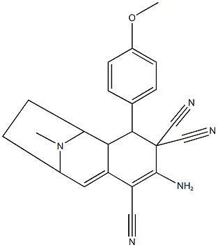 5-amino-3-(4-methoxyphenyl)-12-methyl-12-azatricyclo[7.2.1.0~2,7~]dodeca-5,7-diene-4,4,6-tricarbonitrile Struktur