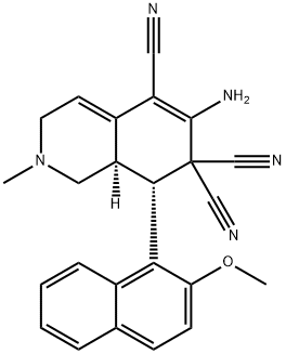 6-amino-8-(2-methoxy-1-naphthyl)-2-methyl-2,3,8,8a-tetrahydro-5,7,7(1H)-isoquinolinetricarbonitrile Struktur