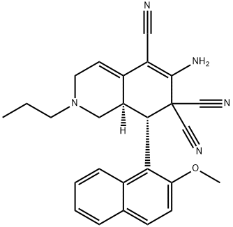 6-amino-8-(2-methoxy-1-naphthyl)-2-propyl-2,3,8,8a-tetrahydro-5,7,7(1H)-isoquinolinetricarbonitrile Struktur