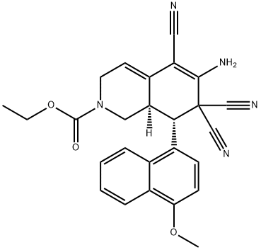 ethyl 6-amino-5,7,7-tricyano-8-(4-methoxy-1-naphthyl)-3,7,8,8a-tetrahydro-2(1H)-isoquinolinecarboxylate Struktur