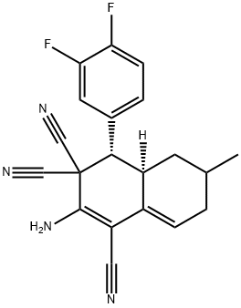 2-amino-4-(3,4-difluorophenyl)-6-methyl-4a,5,6,7-tetrahydro-1,3,3(4H)-naphthalenetricarbonitrile Struktur