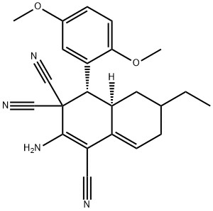 2-amino-4-(2,5-dimethoxyphenyl)-6-ethyl-4a,5,6,7-tetrahydro-1,3,3(4H)-naphthalenetricarbonitrile Struktur