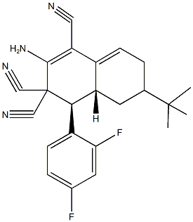 2-amino-6-tert-butyl-4-(2,4-difluorophenyl)-4a,5,6,7-tetrahydro-1,3,3(4H)-naphthalenetricarbonitrile Struktur