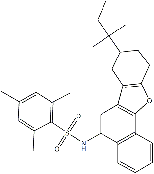 2,4,6-trimethyl-N-(8-tert-pentyl-7,8,9,10-tetrahydronaphtho[1,2-b][1]benzofuran-5-yl)benzenesulfonamide Struktur