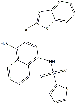 N-[3-(1,3-benzothiazol-2-ylsulfanyl)-4-hydroxy-1-naphthyl]-2-thiophenesulfonamide Struktur