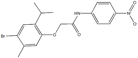 2-(4-bromo-2-isopropyl-5-methylphenoxy)-N-{4-nitrophenyl}acetamide Struktur