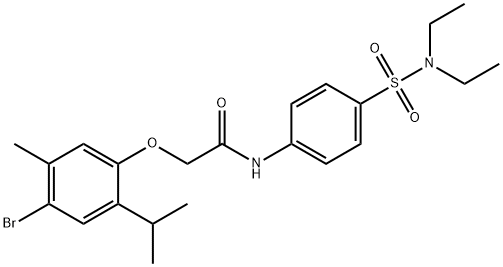 2-(4-bromo-2-isopropyl-5-methylphenoxy)-N-{4-[(diethylamino)sulfonyl]phenyl}acetamide Struktur