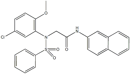 2-[5-chloro-2-methoxy(phenylsulfonyl)anilino]-N-(2-naphthyl)acetamide Struktur