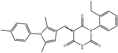 5-{[2,5-dimethyl-1-(4-methylphenyl)-1H-pyrrol-3-yl]methylene}-1-(2-ethylphenyl)-2-thioxodihydro-4,6(1H,5H)-pyrimidinedione Struktur