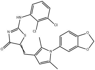 5-{[1-(1,3-benzodioxol-5-yl)-2,5-dimethyl-1H-pyrrol-3-yl]methylene}-2-[(2,3-dichlorophenyl)imino]-1,3-thiazolidin-4-one Struktur