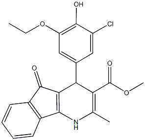 methyl 4-(3-chloro-5-ethoxy-4-hydroxyphenyl)-2-methyl-5-oxo-4,5-dihydro-1H-indeno[1,2-b]pyridine-3-carboxylate Struktur