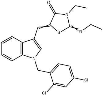 5-{[1-(2,4-dichlorobenzyl)-1H-indol-3-yl]methylene}-3-ethyl-2-(ethylimino)-1,3-thiazolidin-4-one Struktur