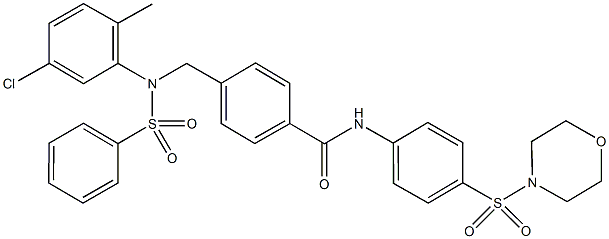 4-{[5-chloro-2-methyl(phenylsulfonyl)anilino]methyl}-N-[4-(morpholin-4-ylsulfonyl)phenyl]benzamide Struktur