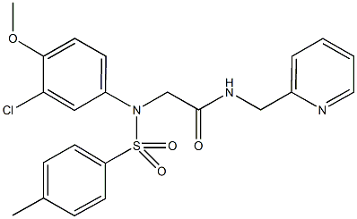 2-{3-chloro-4-methoxy[(4-methylphenyl)sulfonyl]anilino}-N-(2-pyridinylmethyl)acetamide Struktur