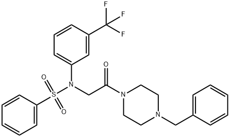 N-[2-(4-benzyl-1-piperazinyl)-2-oxoethyl]-N-[3-(trifluoromethyl)phenyl]benzenesulfonamide Struktur