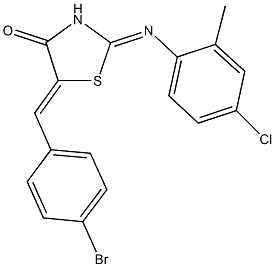 5-(4-bromobenzylidene)-2-[(4-chloro-2-methylphenyl)imino]-1,3-thiazolidin-4-one Struktur