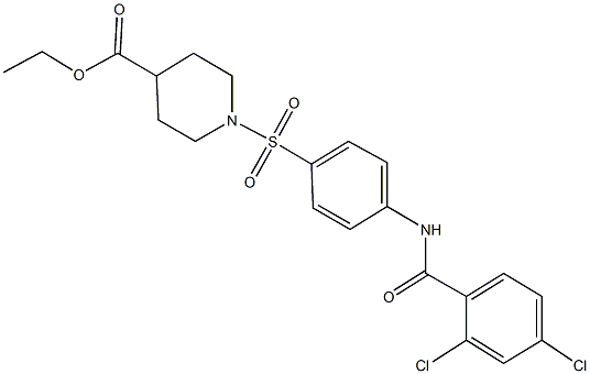 ethyl 1-({4-[(2,4-dichlorobenzoyl)amino]phenyl}sulfonyl)piperidine-4-carboxylate Struktur