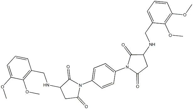 3-[(2,3-dimethoxybenzyl)amino]-1-(4-{3-[(2,3-dimethoxybenzyl)amino]-2,5-dioxo-1-pyrrolidinyl}phenyl)-2,5-pyrrolidinedione Struktur