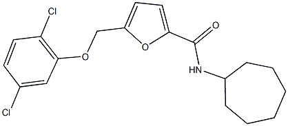 N-cycloheptyl-5-[(2,5-dichlorophenoxy)methyl]-2-furamide Struktur