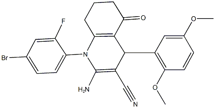 2-amino-1-(4-bromo-2-fluorophenyl)-4-(2,5-dimethoxyphenyl)-5-oxo-1,4,5,6,7,8-hexahydro-3-quinolinecarbonitrile Struktur