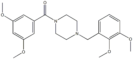 1-(3,5-dimethoxybenzoyl)-4-(2,3-dimethoxybenzyl)piperazine Struktur