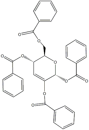 1,2,4,6-tetra-O-benzoyl-3-deoxyhex-2-enopyranose Struktur