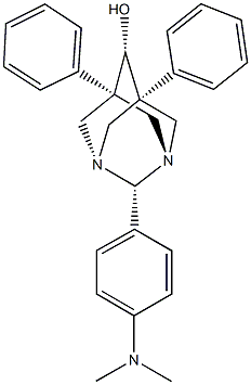 2-[4-(dimethylamino)phenyl]-5,7-diphenyl-1,3-diazatricyclo[3.3.1.1~3,7~]decan-6-ol Struktur