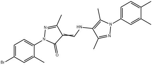 2-(4-bromo-2-methylphenyl)-4-({[1-(3,4-dimethylphenyl)-3,5-dimethyl-1H-pyrazol-4-yl]amino}methylene)-5-methyl-2,4-dihydro-3H-pyrazol-3-one Struktur