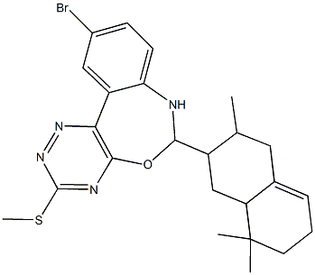 10-bromo-3-(methylsulfanyl)-6-(3,8,8-trimethyl-1,2,3,4,6,7,8,8a-octahydro-2-naphthalenyl)-6,7-dihydro[1,2,4]triazino[5,6-d][3,1]benzoxazepine Struktur