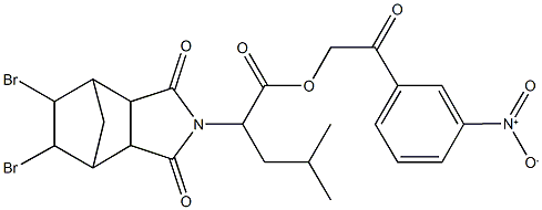 2-{3-nitrophenyl}-2-oxoethyl 2-(8,9-dibromo-3,5-dioxo-4-azatricyclo[5.2.1.0~2,6~]dec-4-yl)-4-methylpentanoate Struktur