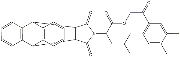 2-(3,4-dimethylphenyl)-2-oxoethyl 2-(16,18-dioxo-17-azapentacyclo[6.6.5.0~2,7~.0~9,14~.0~15,19~]nonadeca-2,4,6,9,11,13-hexaen-17-yl)-4-methylpentanoate Struktur