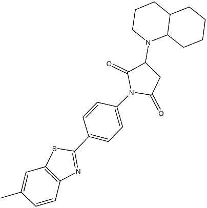 1-[4-(6-methyl-1,3-benzothiazol-2-yl)phenyl]-3-octahydro-1(2H)-quinolinyl-2,5-pyrrolidinedione Struktur