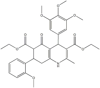 diethyl 7-(2-methoxyphenyl)-2-methyl-5-oxo-4-(3,4,5-trimethoxyphenyl)-1,4,5,6,7,8-hexahydro-3,6-quinolinedicarboxylate Struktur