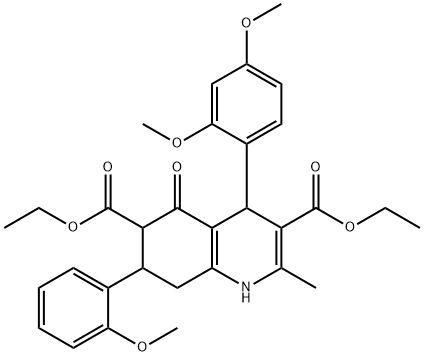 diethyl 4-(2,4-dimethoxyphenyl)-7-(2-methoxyphenyl)-2-methyl-5-oxo-1,4,5,6,7,8-hexahydro-3,6-quinolinedicarboxylate Struktur