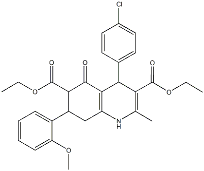 diethyl 4-(4-chlorophenyl)-7-(2-methoxyphenyl)-2-methyl-5-oxo-1,4,5,6,7,8-hexahydro-3,6-quinolinedicarboxylate Struktur