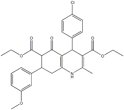 diethyl 4-(4-chlorophenyl)-7-(3-methoxyphenyl)-2-methyl-5-oxo-1,4,5,6,7,8-hexahydro-3,6-quinolinedicarboxylate Struktur