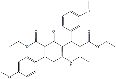 diethyl 4-(3-methoxyphenyl)-7-(4-methoxyphenyl)-2-methyl-5-oxo-1,4,5,6,7,8-hexahydro-3,6-quinolinedicarboxylate Struktur