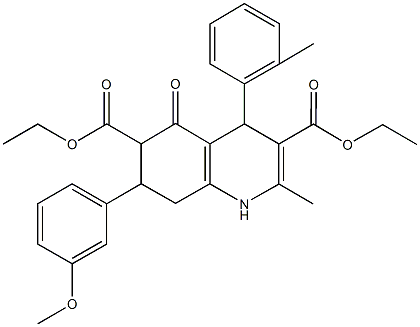 diethyl 7-(3-methoxyphenyl)-2-methyl-4-(2-methylphenyl)-5-oxo-1,4,5,6,7,8-hexahydro-3,6-quinolinedicarboxylate Struktur