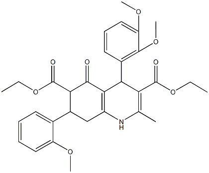 diethyl 4-(2,3-dimethoxyphenyl)-7-(2-methoxyphenyl)-2-methyl-5-oxo-1,4,5,6,7,8-hexahydro-3,6-quinolinedicarboxylate Struktur