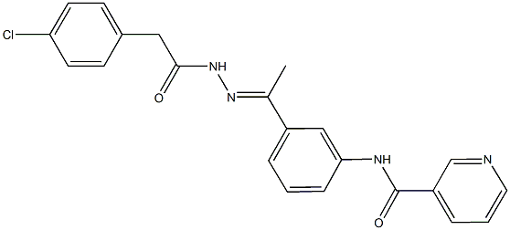 N-(3-{N-[(4-chlorophenyl)acetyl]ethanehydrazonoyl}phenyl)nicotinamide Struktur