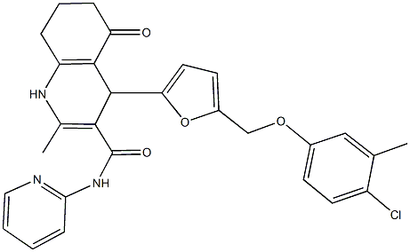 4-{5-[(4-chloro-3-methylphenoxy)methyl]-2-furyl}-2-methyl-5-oxo-N-pyridin-2-yl-1,4,5,6,7,8-hexahydroquinoline-3-carboxamide Struktur