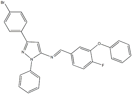 N-[3-(4-bromophenyl)-1-phenyl-1H-pyrazol-5-yl]-N-(4-fluoro-3-phenoxybenzylidene)amine Struktur