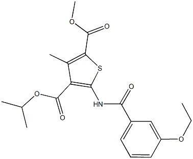 4-isopropyl 2-methyl 5-[(3-ethoxybenzoyl)amino]-3-methyl-2,4-thiophenedicarboxylate Struktur