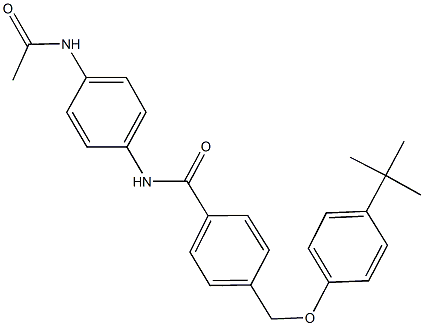 N-[4-(acetylamino)phenyl]-4-[(4-tert-butylphenoxy)methyl]benzamide Struktur