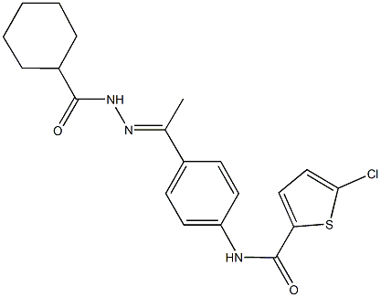 5-chloro-N-{4-[N-(cyclohexylcarbonyl)ethanehydrazonoyl]phenyl}-2-thiophenecarboxamide Struktur