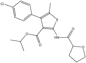 isopropyl 4-(4-chlorophenyl)-5-methyl-2-[(tetrahydro-2-furanylcarbonyl)amino]-3-thiophenecarboxylate Struktur