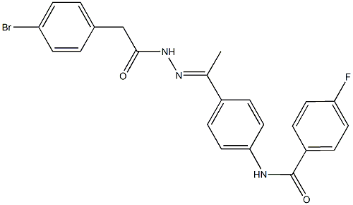 N-(4-{N-[(4-bromophenyl)acetyl]ethanehydrazonoyl}phenyl)-4-fluorobenzamide Struktur