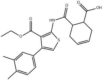 6-({[4-(3,4-dimethylphenyl)-3-(ethoxycarbonyl)thien-2-yl]amino}carbonyl)cyclohex-3-ene-1-carboxylic acid Struktur