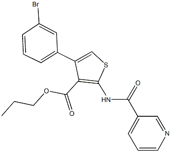 propyl 4-(3-bromophenyl)-2-[(3-pyridinylcarbonyl)amino]-3-thiophenecarboxylate Struktur